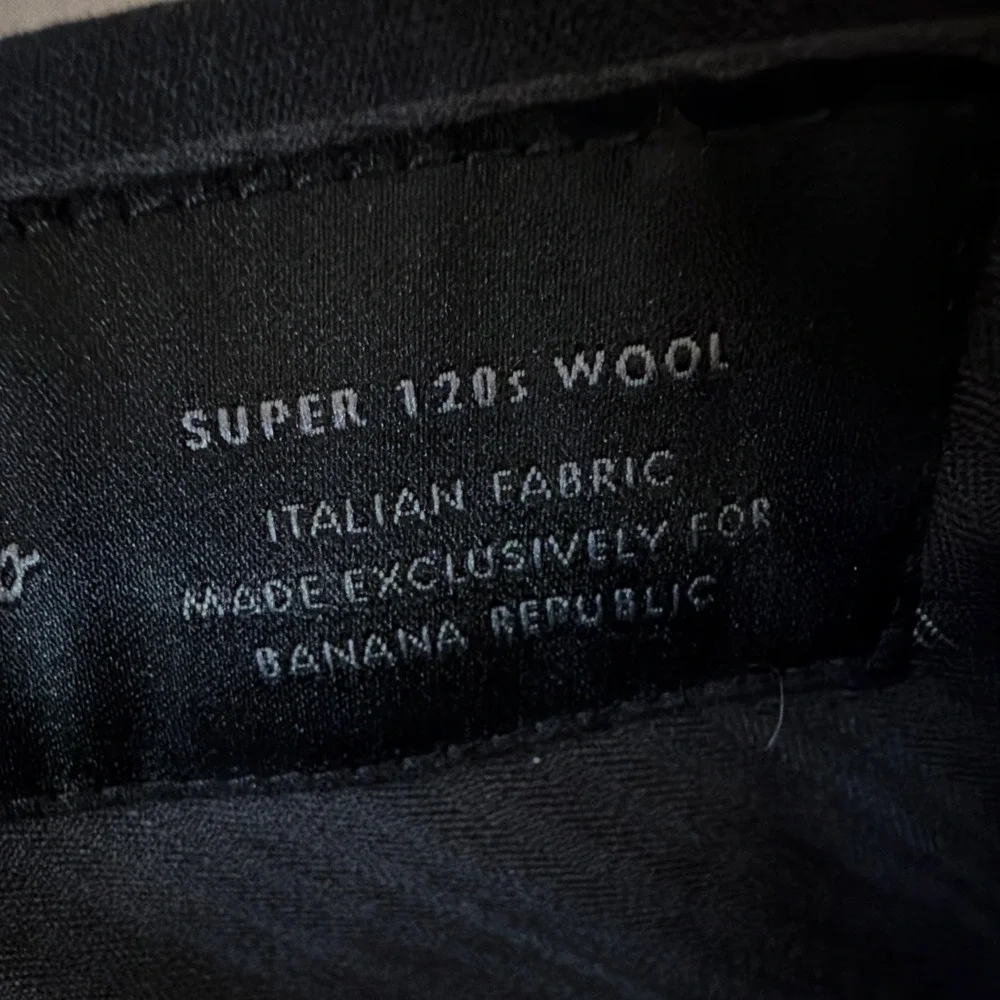 Banana Republic Men's 44x32 Black Super 120s Wool Italian Flat Front Dress Pants